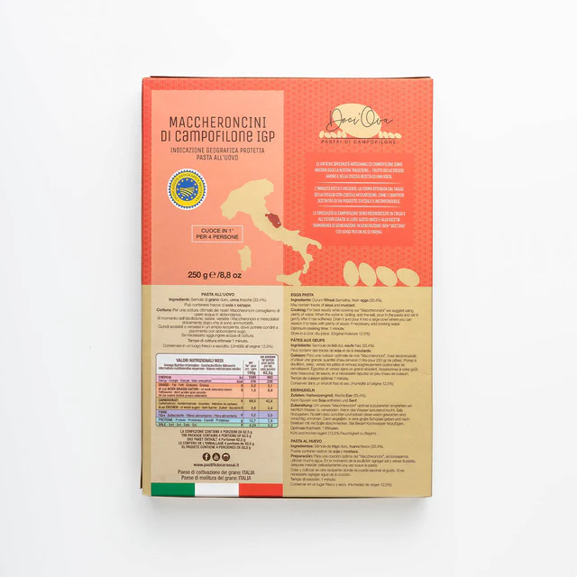 Maccheroncini di Campofilone IGP kopen? Deze traditionele Italiaanse eierpasta met 7–10 eieren per kilo bloem is flinterdun, snel klaar en heerlijk bij klassieke sauzen.