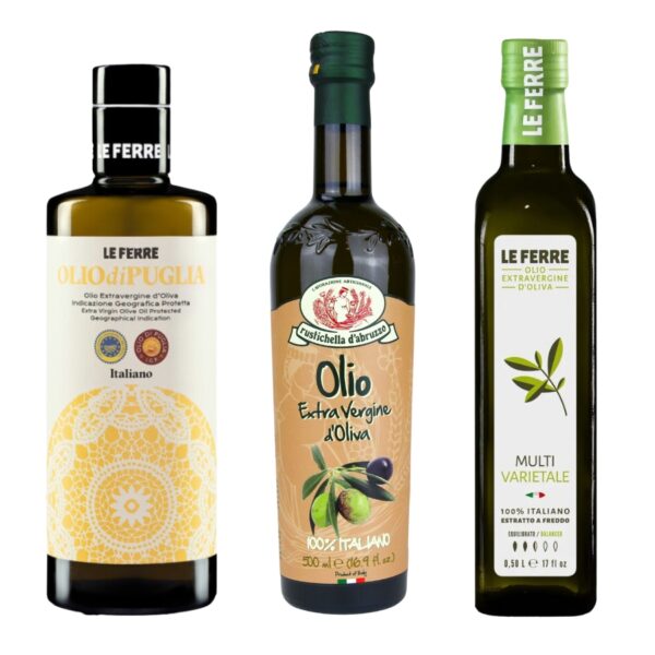 Een olijfolie combinatie bundel van 3 verschillende Italiaanse olijfolie's.