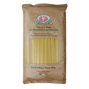 Linguine van Rustichella d’Abruzzo (1,5 kg). Ambachtelijke Italiaanse pasta van durum tarwe met perfecte al dente beet. Ideaal voor visgerechten en pesto.