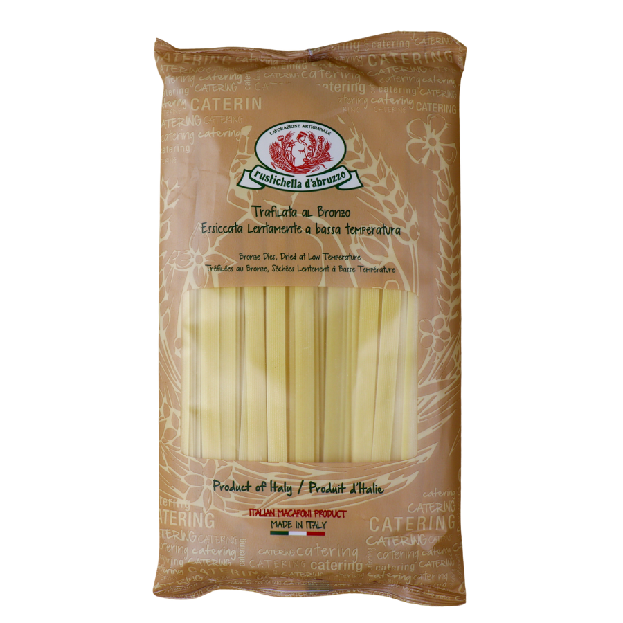 Pappardelle van Rustichella d’Abruzzo (1 kg). Brede Italiaanse lintpasta van durum tarwe, ideaal voor ragù, paddenstoelen en truffelgerechten.