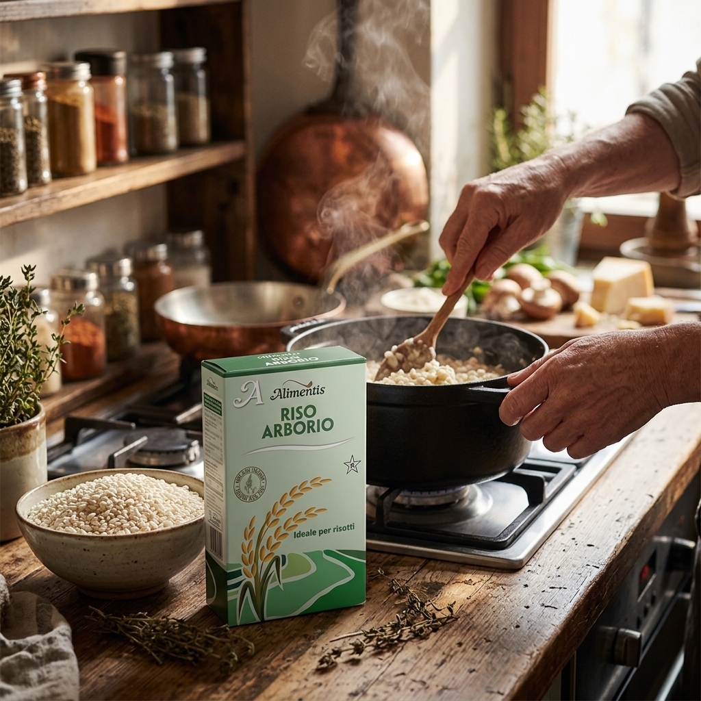 Koop authentieke Arborio rijst voor romige Italiaanse risotto. Perfect voor risotto, arancini en andere mediterrane rijstgerechten. Italiaanse topkwaliteit.