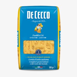Ontdek De Cecco Fusilli, authentieke Italiaanse spiraalpasta van hoogwaardige durumtarwe met stevige al dente beet. Perfect voor pesto, pastasalades en rijke sauzen.