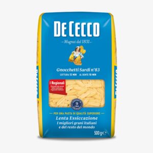 Ontdek De Cecco Gnocchetti Sardi, authentieke Sardijnse pasta van hoogwaardige durumtarwe met stevige al dente beet. Perfect voor ragù, salsiccia en mediterrane gerechten.