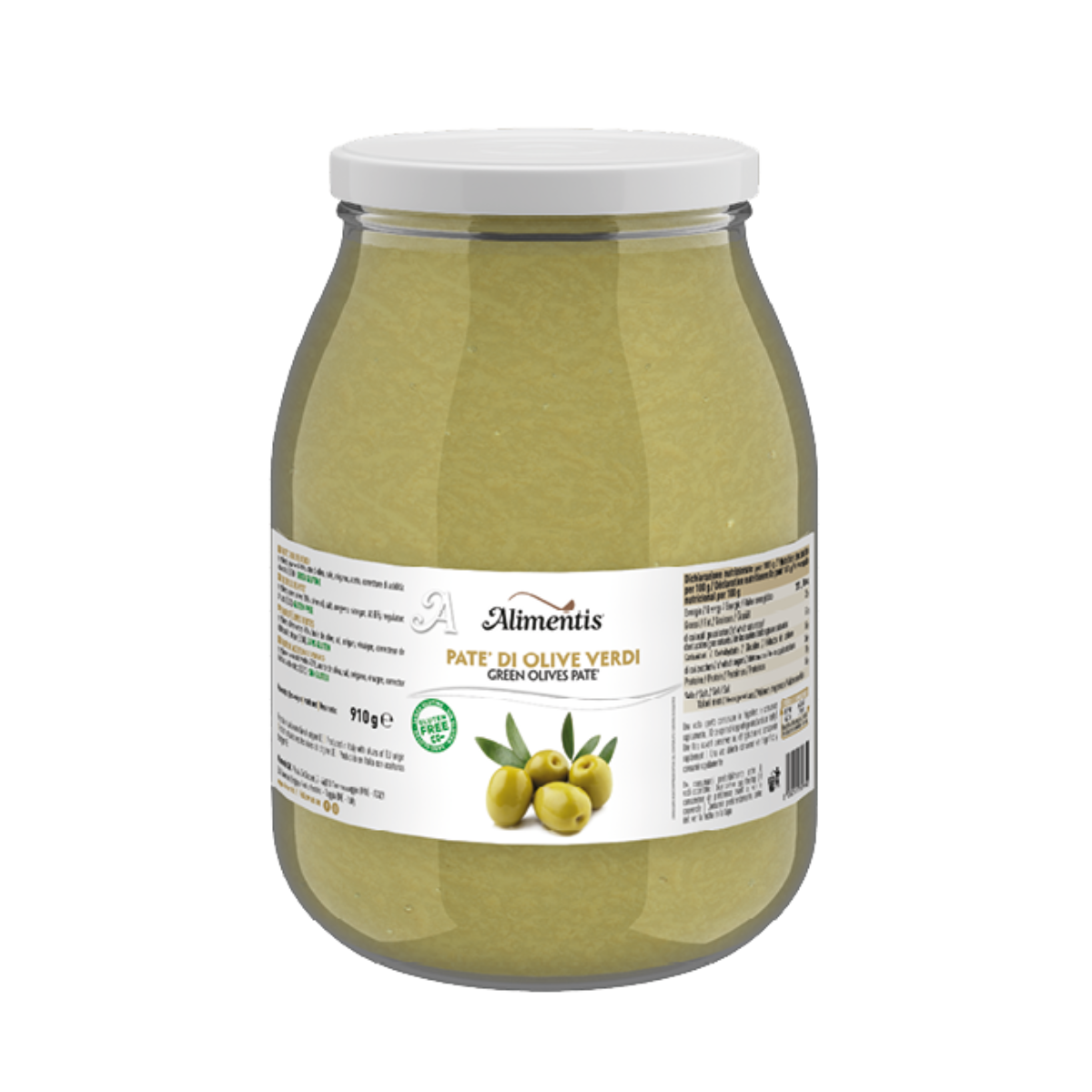Koop groene olijven tapenade van 910 gram. Smeuïge mediterrane specialiteit met olijfolie. Heerlijk op brood, bruschetta en borrelplanken.