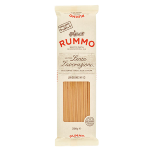 ntdek Rummo Linguine N°13, authentieke Italiaanse lintpasta van hoogwaardige durumtarwe met stevige al dente beet. Perfect voor visgerechten, pesto en mediterrane sauzen.