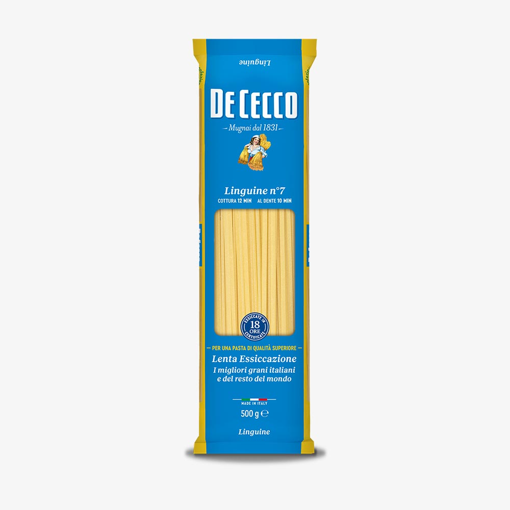 Ontdek De Cecco Linguine, authentieke Italiaanse lintpasta van hoogwaardige durumtarwe met stevige al dente beet. Perfect voor visgerechten en lichte sauzen.