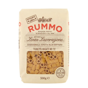 Ontdek Rummo Tubetti, authentieke Italiaanse kleine buispasta van hoogwaardige durumtarwe met stevige al dente beet. Perfect voor soepen en mediterrane gerechten.