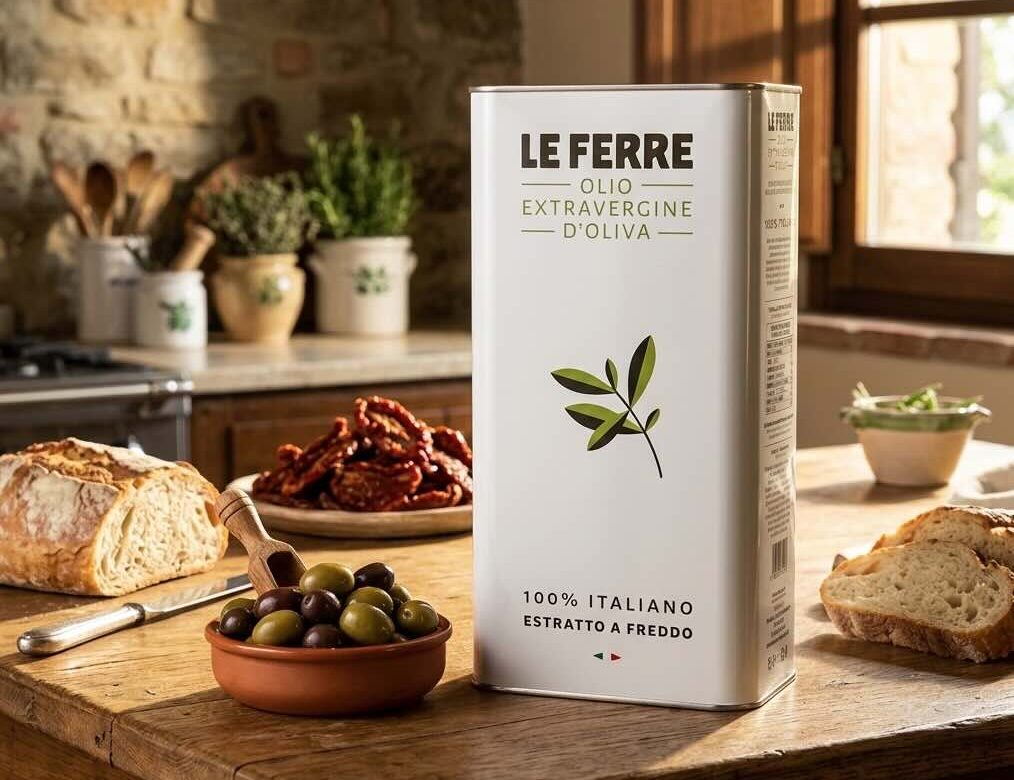 Olijfolie 5 liter kopen? Ontdek wanneer een 5L blik interessant is, hoe je olijfolie bewaart en welke Le Ferre olijfolie bij jouw gebruik past.