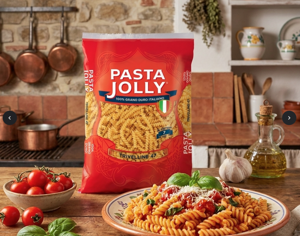 Ontdek Jolly Fusilli: een toegankelijke pasta van 100% Italiaanse durumtarwe. Ideaal met pesto, tomatensaus, romige sauzen en in pastasalades.