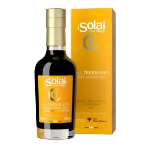Fles Aceto Balsamico Alltrebbiano 250ml van I Solai di San Giorgio, Italiaanse balsamico gemaakt van Trebbiano-druiven.